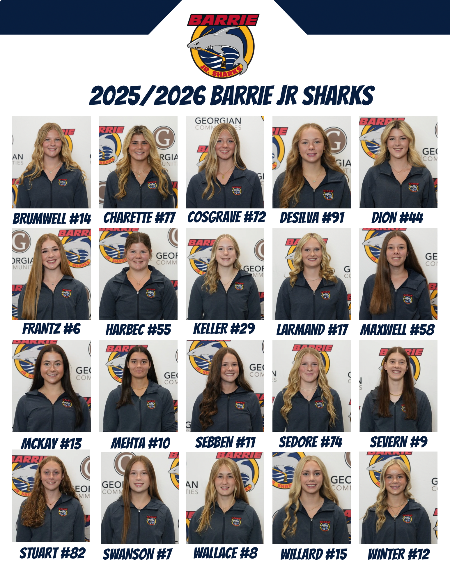 2025 - 2026 Jr. Sharks Roster